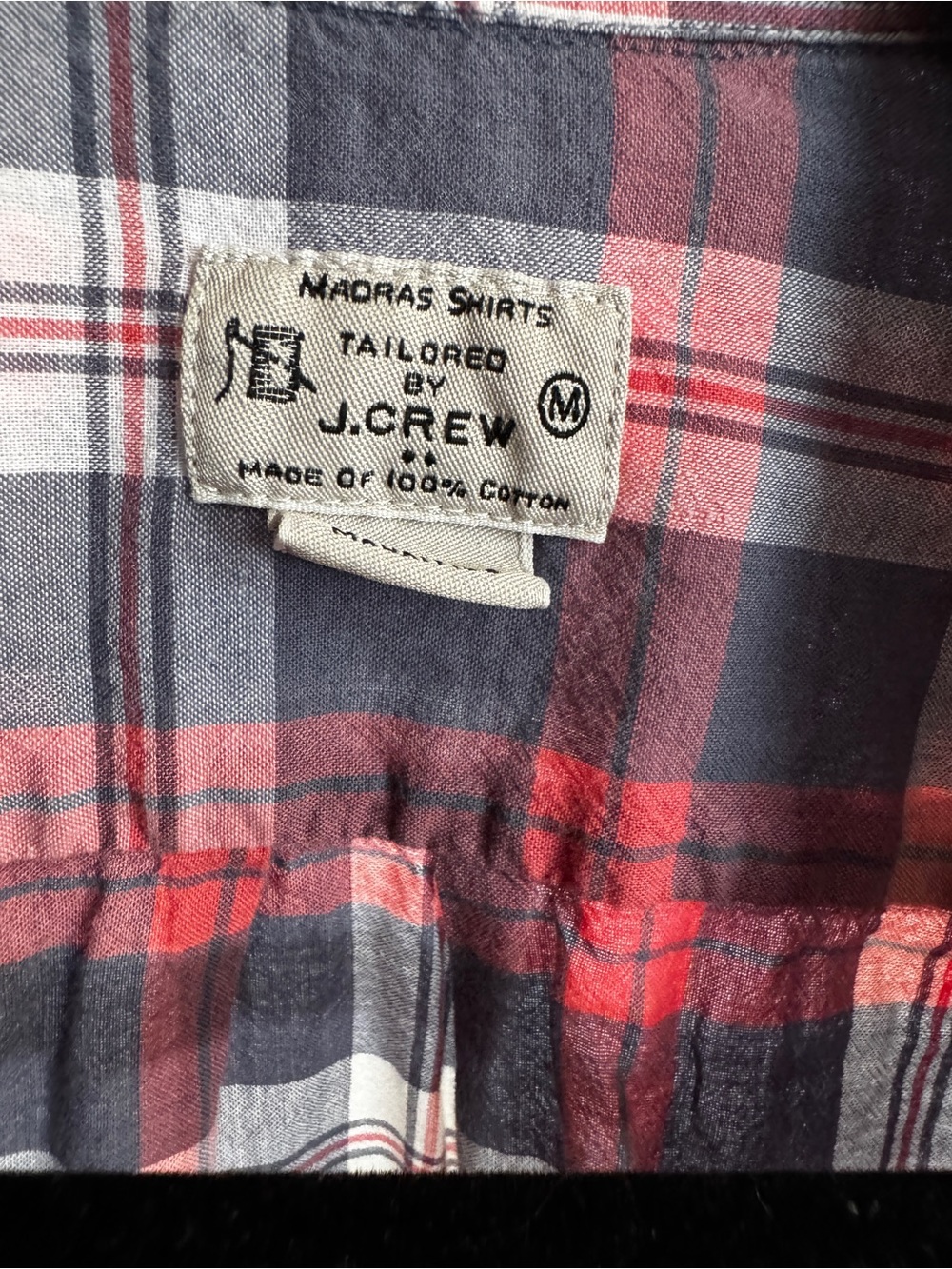 J. Crew Women’s Madras Plaid Button Down Shirt Medium Red Gray White Cotton - Picture 3 of 6